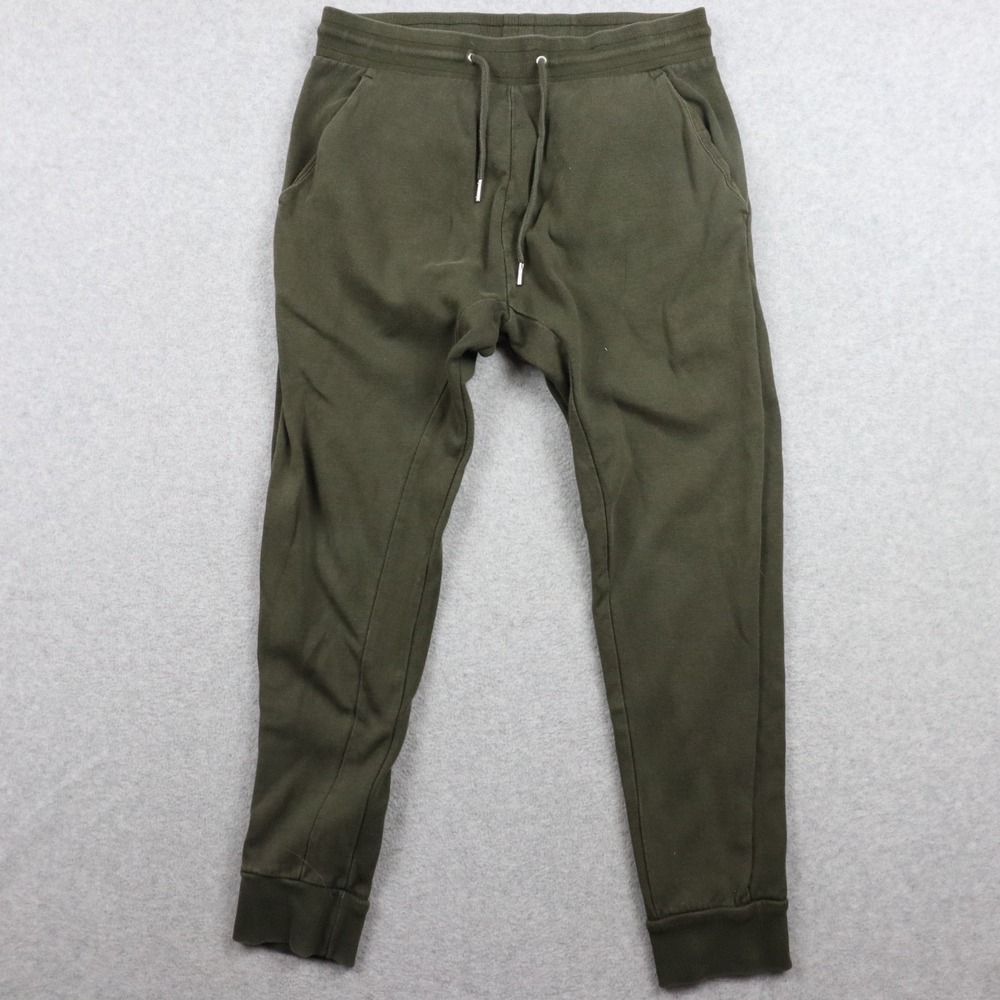 Zara Pants Mens Medium Jogger Sweat Lounge Knit Drawstring Casual Taper Green